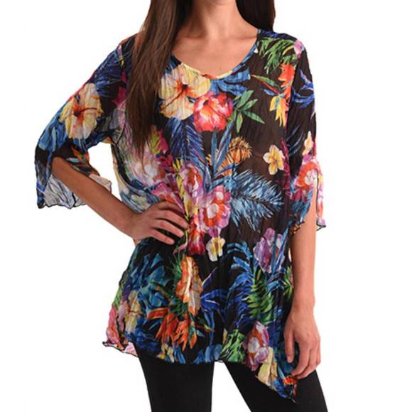 NEW ANGEL tropical paradise 3/4 sleeve tunic in multi - Picture 1 of 1